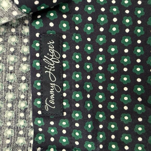Tommy Hilfiger Polka Dot Button Front Stretch Shirt Women's S Green Navy Casual - Picture 4 of 7
